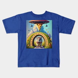 groundhog under bridge with pizza UFO Kids T-Shirt